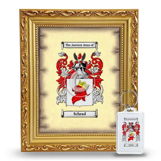 Schrad Framed Coat of Arms and Keychain - Gold