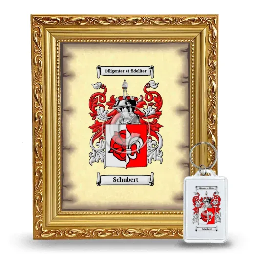 Schubert Framed Coat of Arms and Keychain - Gold