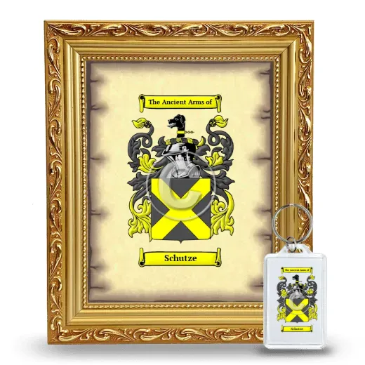 Schutze Framed Coat of Arms and Keychain - Gold