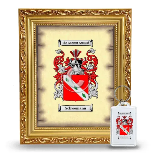 Schwemann Framed Coat of Arms and Keychain - Gold