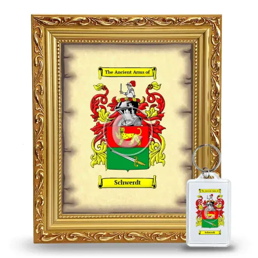 Schwerdt Framed Coat of Arms and Keychain - Gold