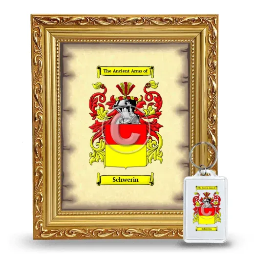 Schwerin Framed Coat of Arms and Keychain - Gold