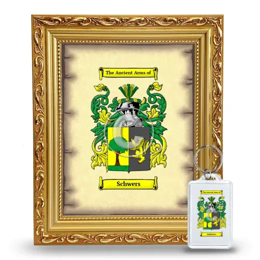 Schwers Framed Coat of Arms and Keychain - Gold