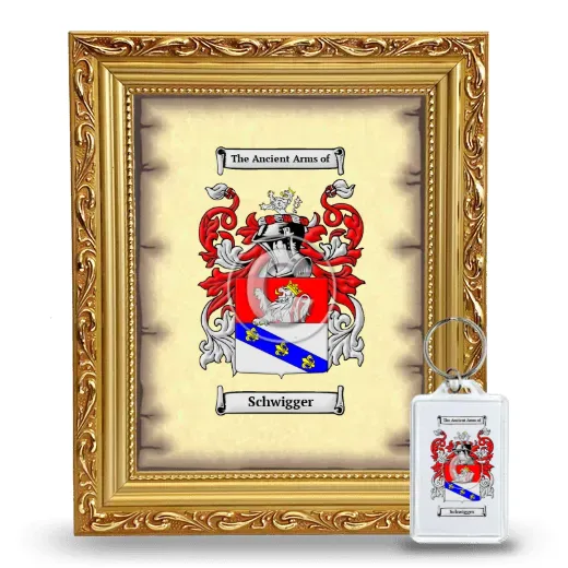 Schwigger Framed Coat of Arms and Keychain - Gold
