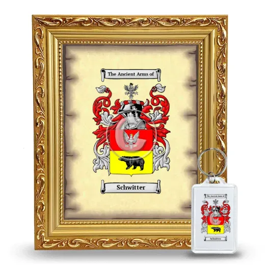 Schwitter Framed Coat of Arms and Keychain - Gold