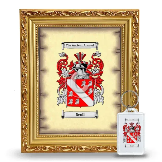 Scoll Framed Coat of Arms and Keychain - Gold
