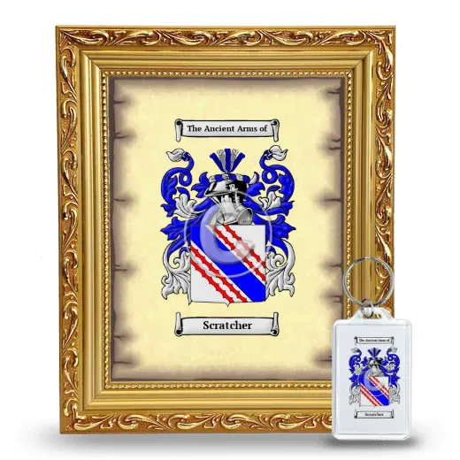Scratcher Framed Coat of Arms and Keychain - Gold