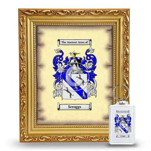 Scroggs Framed Coat of Arms and Keychain - Gold