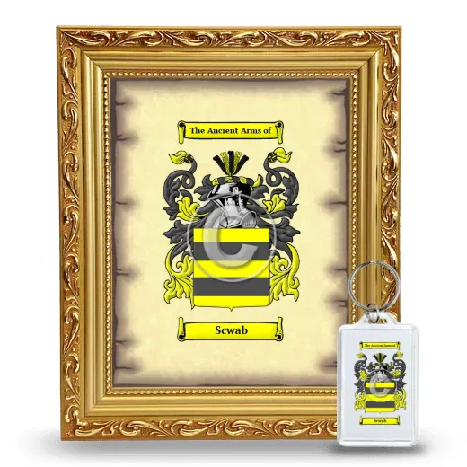 Scwab Framed Coat of Arms and Keychain - Gold