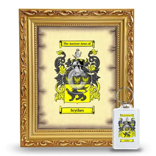 Scythes Framed Coat of Arms and Keychain - Gold