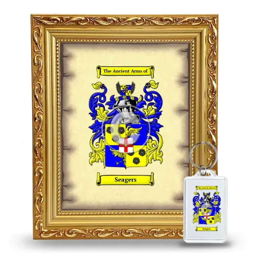 Seagers Framed Coat of Arms and Keychain - Gold