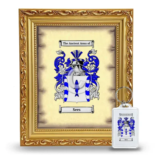 Sees Framed Coat of Arms and Keychain - Gold