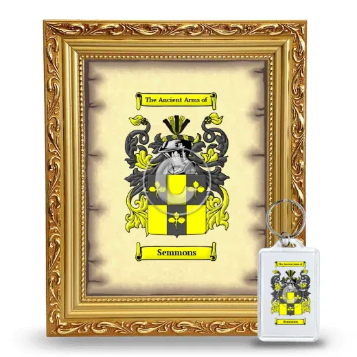 Semmons Framed Coat of Arms and Keychain - Gold