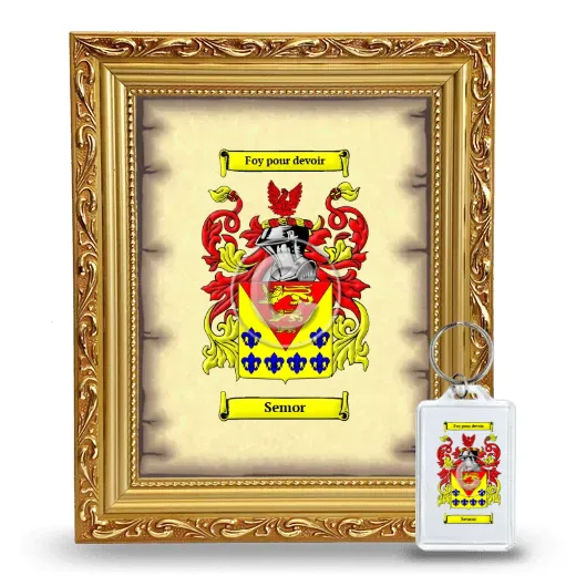 Semor Framed Coat of Arms and Keychain - Gold