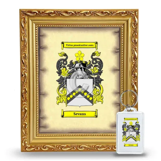 Sevans Framed Coat of Arms and Keychain - Gold