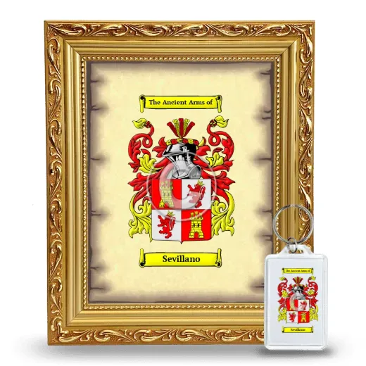 Sevillano Framed Coat of Arms and Keychain - Gold