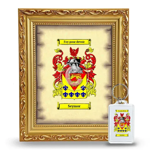 Seymor Framed Coat of Arms and Keychain - Gold