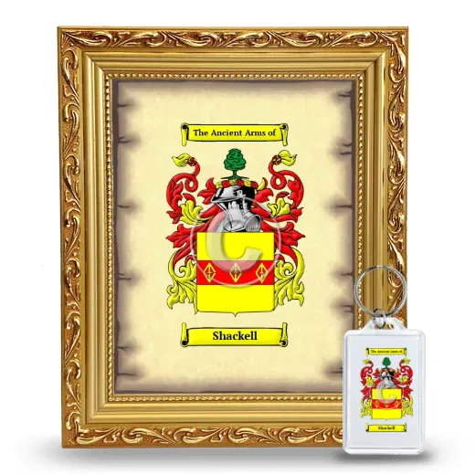 Shackell Framed Coat of Arms and Keychain - Gold