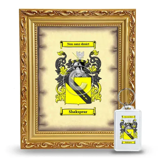 Shakspear Framed Coat of Arms and Keychain - Gold