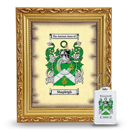 Shapleigh Framed Coat of Arms and Keychain - Gold