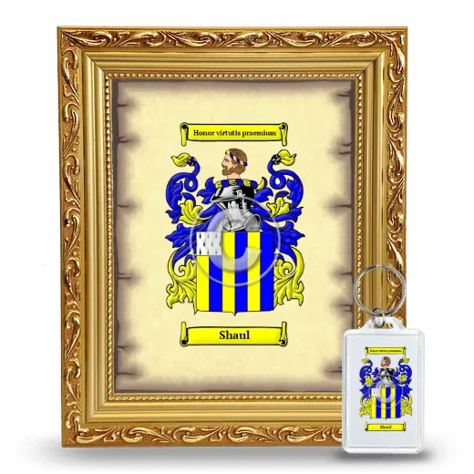 Shaul Framed Coat of Arms and Keychain - Gold