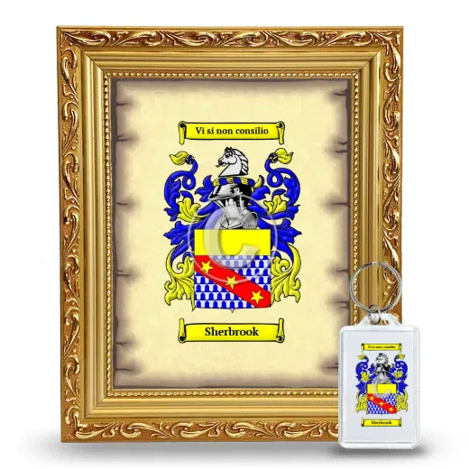 Sherbrook Framed Coat of Arms and Keychain - Gold