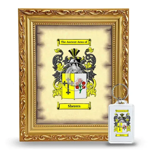 Sherers Framed Coat of Arms and Keychain - Gold