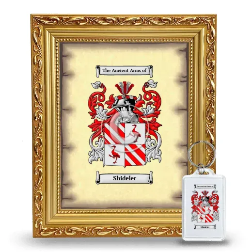 Shideler Framed Coat of Arms and Keychain - Gold
