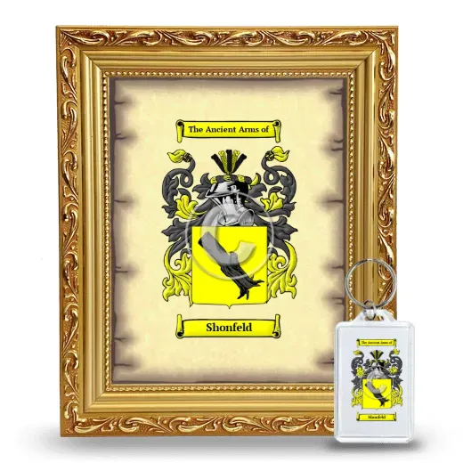 Shonfeld Framed Coat of Arms and Keychain - Gold