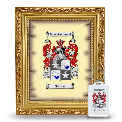 Shultes Framed Coat of Arms and Keychain - Gold