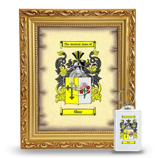 Shur Framed Coat of Arms and Keychain - Gold