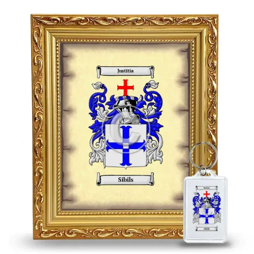 Sibils Framed Coat of Arms and Keychain - Gold