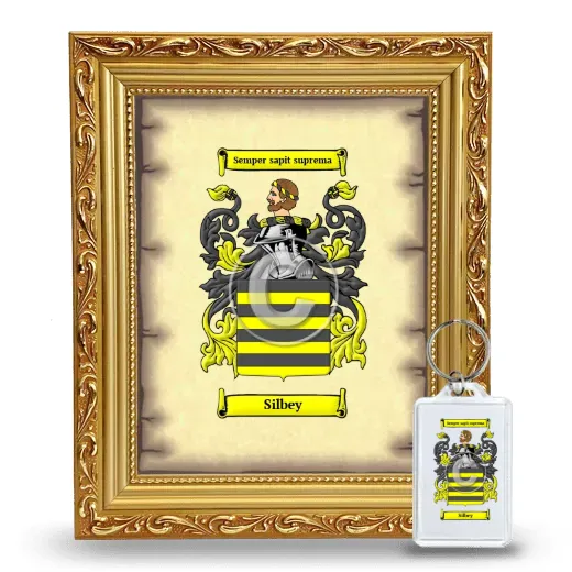 Silbey Framed Coat of Arms and Keychain - Gold
