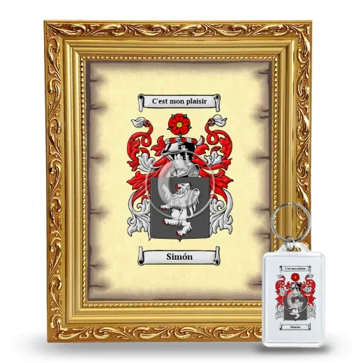 Simón Framed Coat of Arms and Keychain - Gold