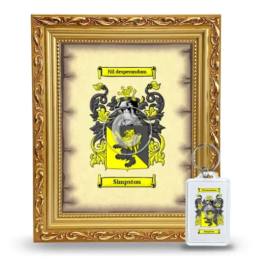 Simpston Framed Coat of Arms and Keychain - Gold