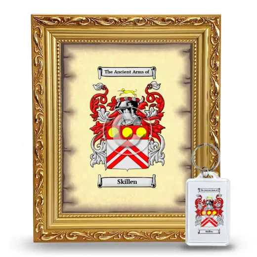 Skillen Framed Coat of Arms and Keychain - Gold
