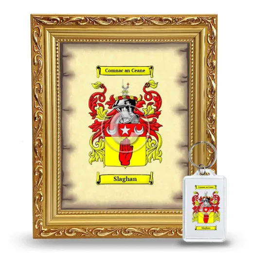 Slaghan Framed Coat of Arms and Keychain - Gold