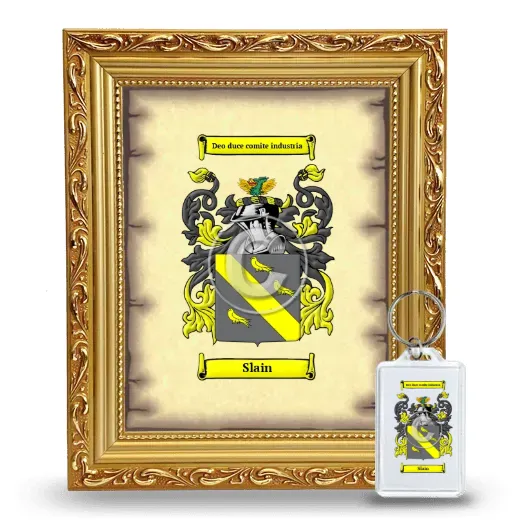 Slain Framed Coat of Arms and Keychain - Gold