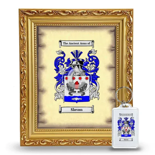 Slavan Framed Coat of Arms and Keychain - Gold