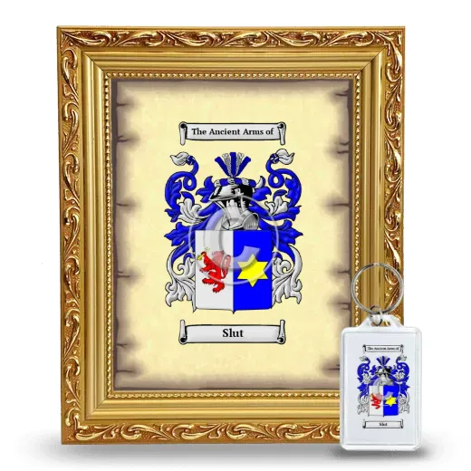 Slut Framed Coat of Arms and Keychain - Gold