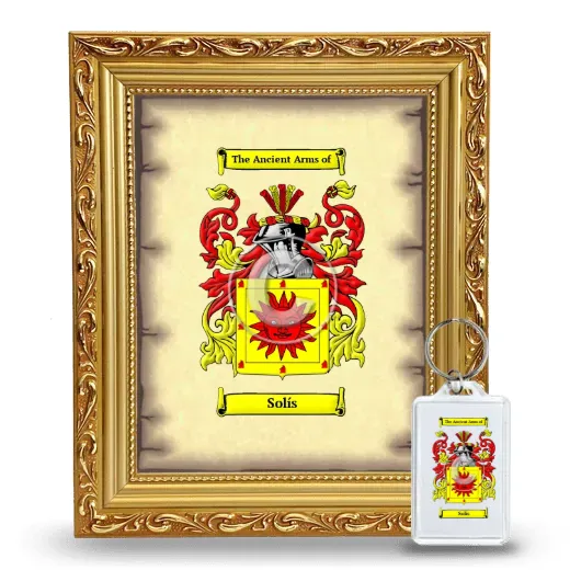Solís Framed Coat of Arms and Keychain - Gold