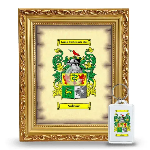 Solivan Framed Coat of Arms and Keychain - Gold