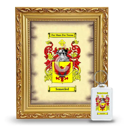 Somerled Framed Coat of Arms and Keychain - Gold