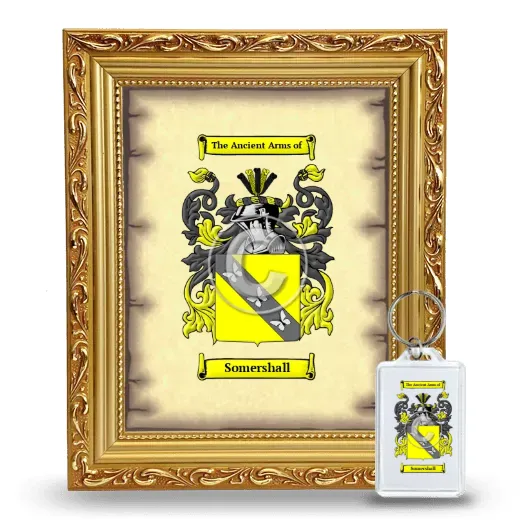 Somershall Framed Coat of Arms and Keychain - Gold