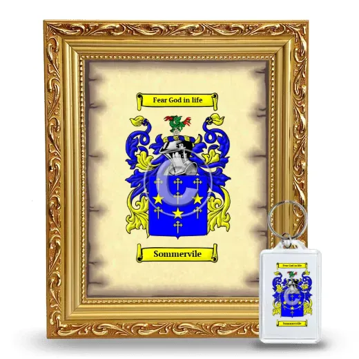 Sommervile Framed Coat of Arms and Keychain - Gold