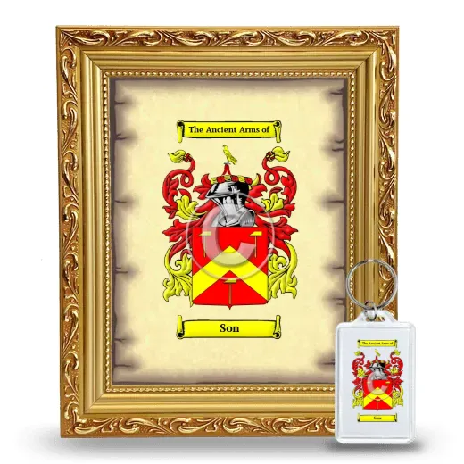 Son Framed Coat of Arms and Keychain - Gold