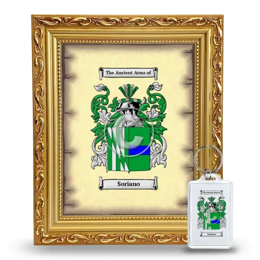 Soriano Framed Coat of Arms and Keychain - Gold