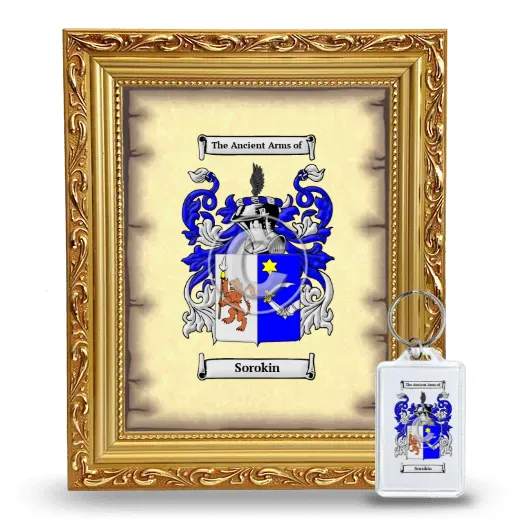 Sorokin Framed Coat of Arms and Keychain - Gold