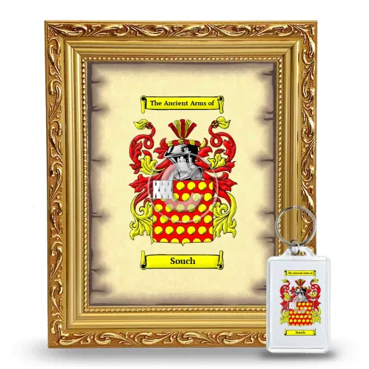 Souch Framed Coat of Arms and Keychain - Gold