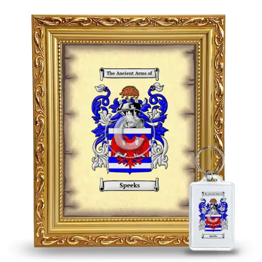 Speeks Framed Coat of Arms and Keychain - Gold